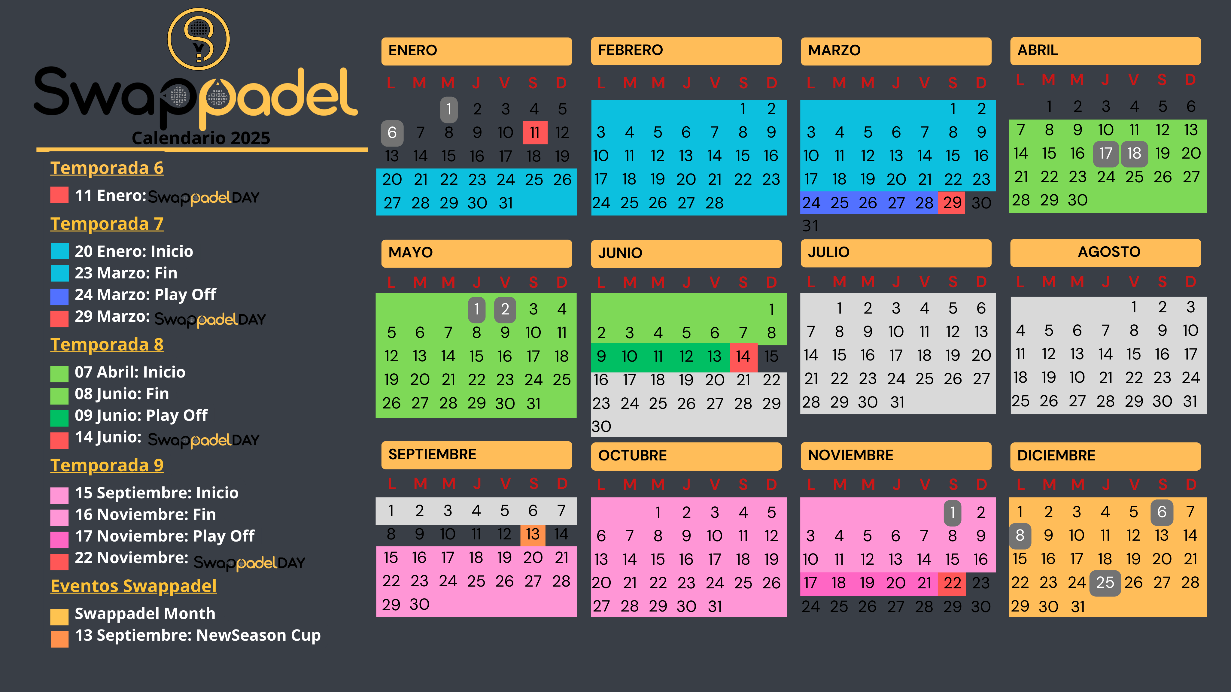 Ejemplo de calendario de temporada